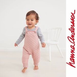 Hanna Andersson Blush Quilted Overalls, Size 2T, MSRP $48